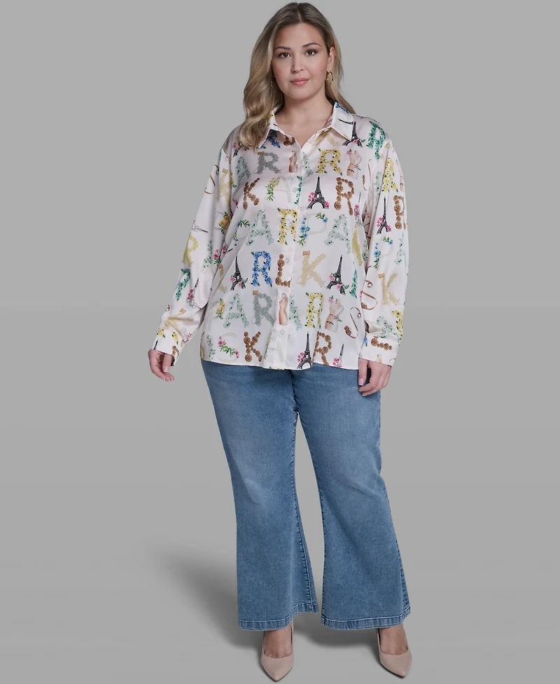 Karl Lagerfeld Paris Plus Allover Printed Shirt