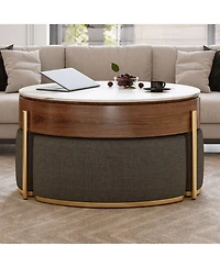 Streamdale Furniture Lift-Top Coffee Table Walnut Veneer Ottomans