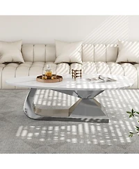 Streamdale Furniture Sintered Stone Coffee Table with Stainless Steel Base