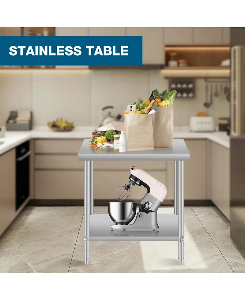 Streamdale Furniture 24" Stainless Steel Kitchen Prep Table w/ Shelf