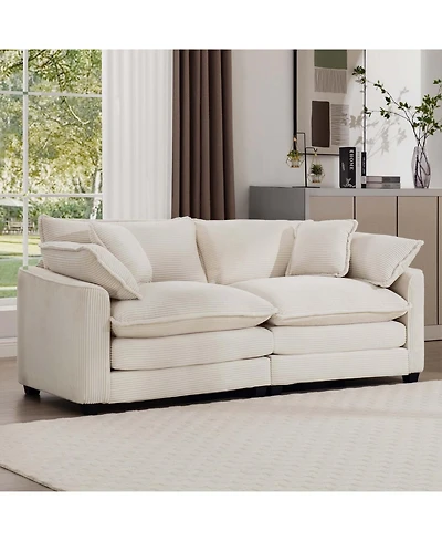 Streamdale Furniture Corduroy 2-Seater Sofa with Pillows