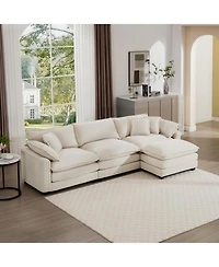 Streamdale Furniture Corduroy Sectional Sofa with Ottoman