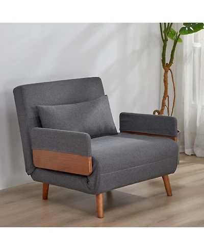 Streamdale Furniture Streamdale Foldable Linen Sofa Bed - Single, Adjustable Back, Space-Saving Sleeper