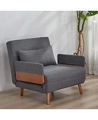 Streamdale Furniture Streamdale Foldable Linen Sofa Bed - Single, Adjustable Back, Space-Saving Sleeper