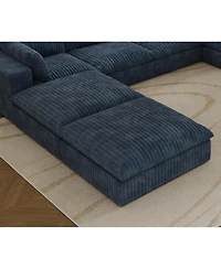 Streamdale Furniture Cloud Corduroy Sofa- Deep Seat, Removable Cushions, Blue