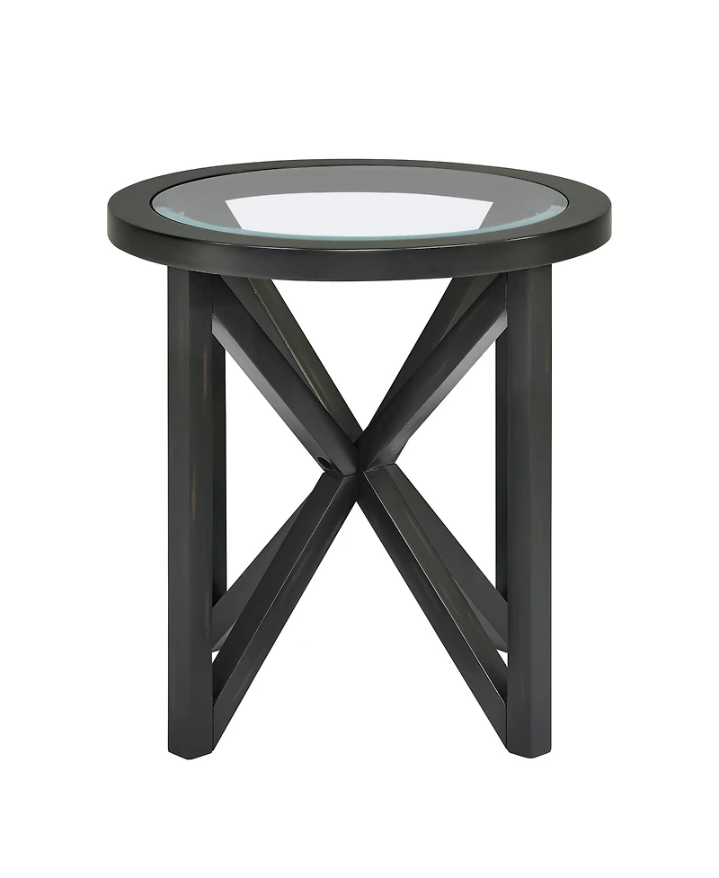 Streamdale Furniture Modern Glass Coffee Table - Wood Base, Round Top