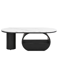 Streamdale Furniture Modern Oval Coffee Table w/ Storage Drawer