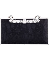 Nina Crystal Handle Lift Lock Lace Clutch