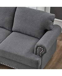 Streamdale Furniture 83" Modern Grey Sofa with Nailhead Trim