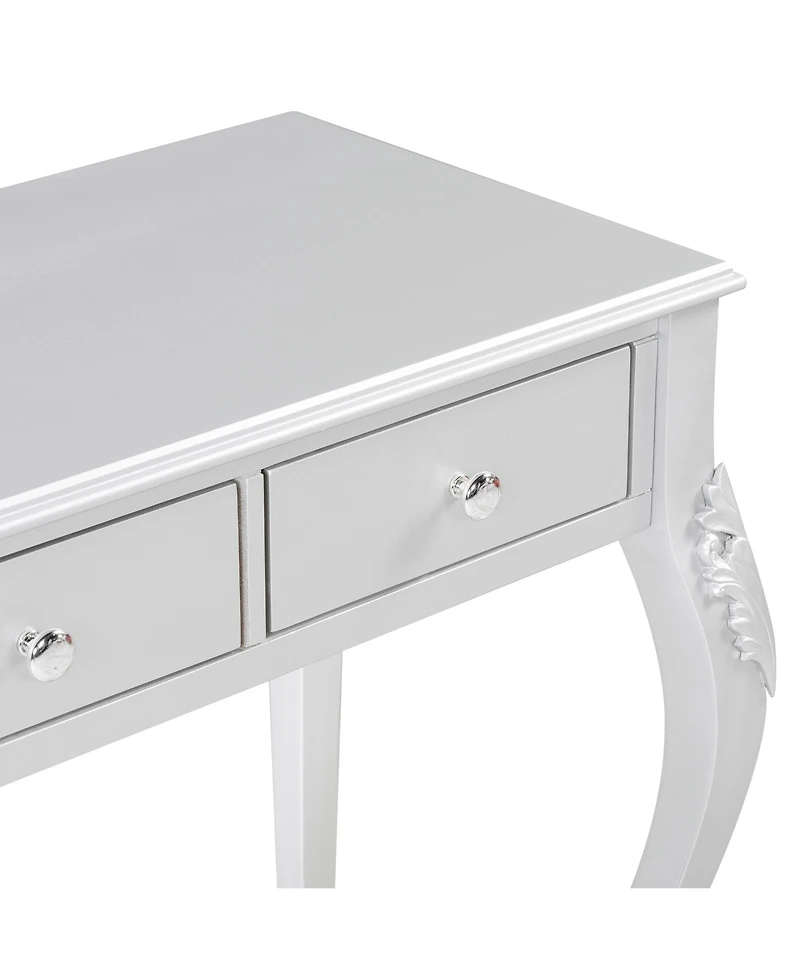 Streamdale Luxury Vanity Desk with Mirror & 3 Drawers - Silver