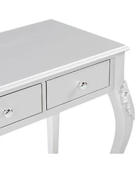 Streamdale Luxury Vanity Desk with Mirror & 3 Drawers - Silver