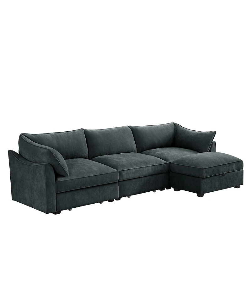 Streamdale Furniture L-Shaped Sectional Sofa with Ottoman