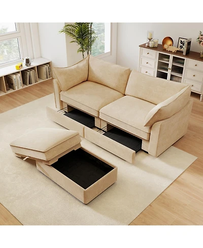 Streamdale Furniture 2-Seater Sofa with Storage Footstool