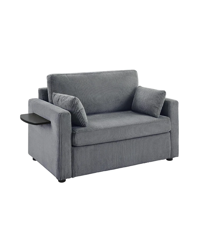 Streamdale Furniture Twin Sofa Bed Sleeper Loveseat w/ Foldable Mattress, Table, Usb - Gray