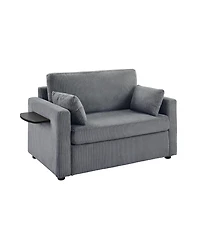 Streamdale Furniture Twin Sofa Bed Sleeper Loveseat w/ Foldable Mattress, Table, Usb - Gray