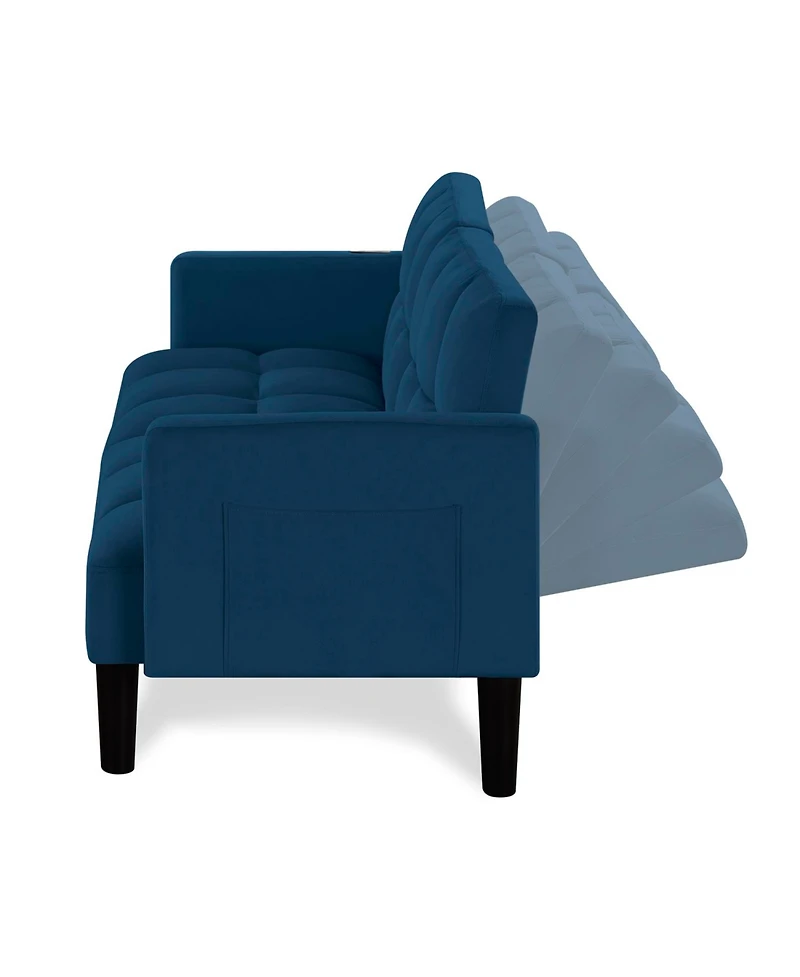 Streamdale Furniture Velvet Futon Couch Convertible Folding Sofa Bed Tufted Couch for Apartment