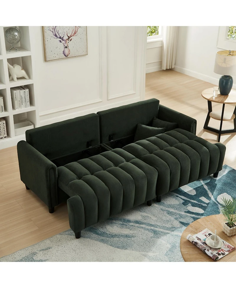 Streamdale Furniture Streamdale 83" Futon Sofa Bed with Pillows, Convertible Sleeper, Dark Green