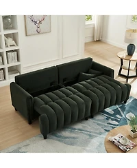 Streamdale Furniture Streamdale 83" Futon Sofa Bed with Pillows, Convertible Sleeper, Dark Green