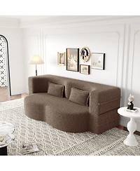Streamdale Furniture Teddy Fabric Foam Sleeper Sofa Bed with 2 Pillows - Brown