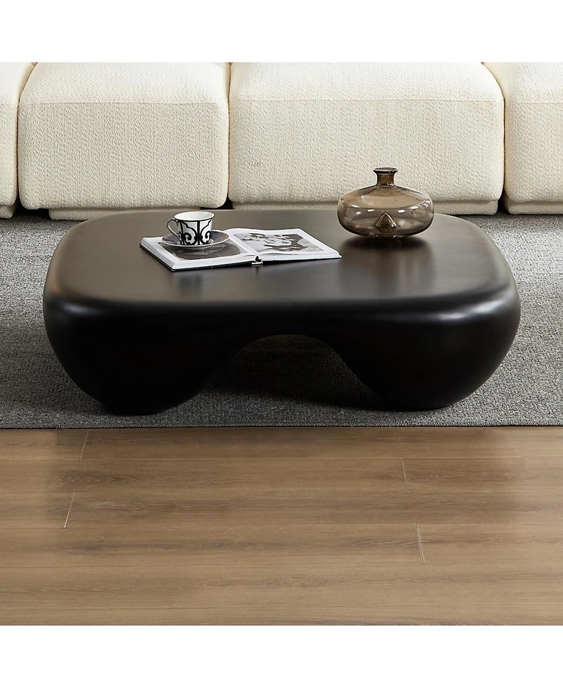 Streamdale Furniture Modern Coffee Table Faux Travertine Textured for Livingroom/Office,black