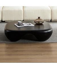 Streamdale Furniture Modern Coffee Table Faux Travertine Textured for Livingroom/Office,black