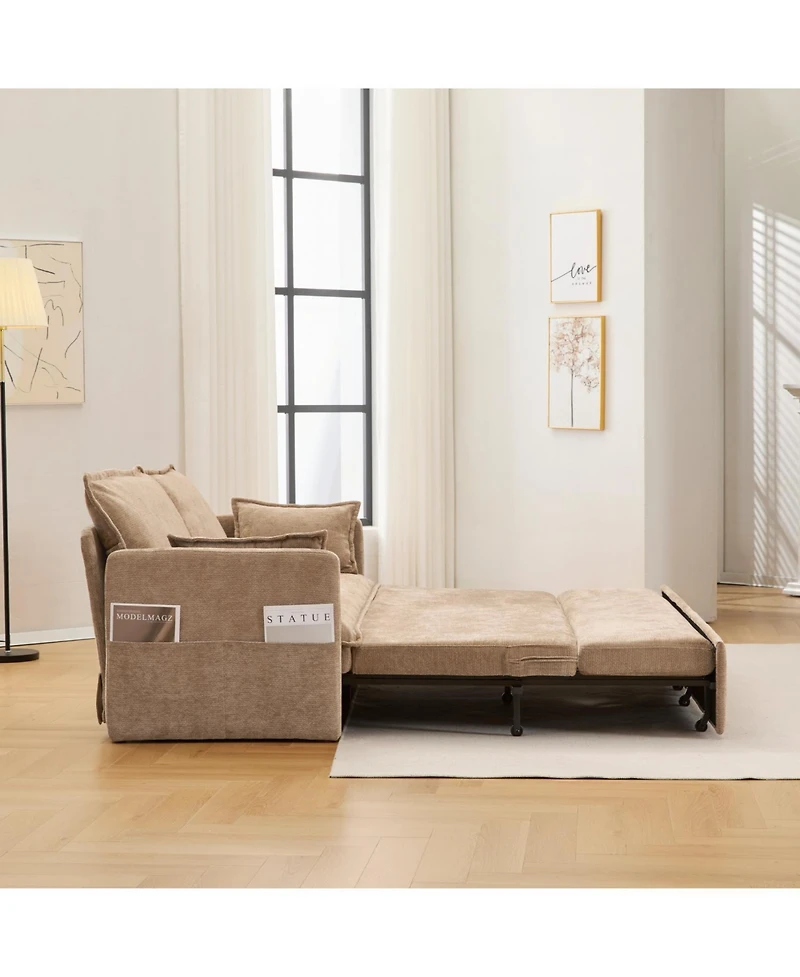 Streamdale Furniture 59.5" Chenille Sleeper Sofa Bed w/ Storage & Usb Charging