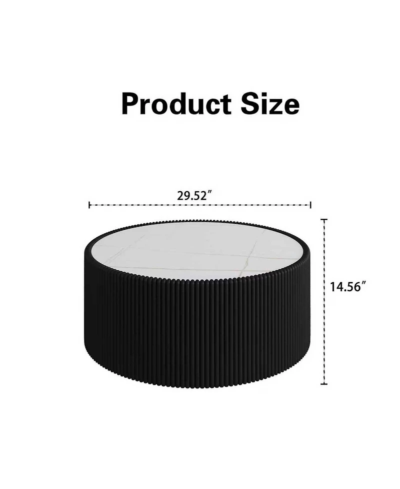 Streamdale Furniture Light Marble Top Leather Coffee Table