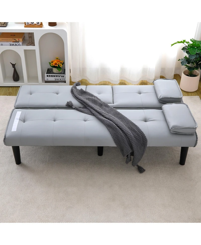 Streamdale Furniture 67" Pvc Sofa Bed with Foldable Design & Cup Holders