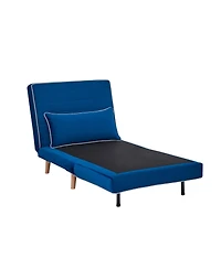 Streamdale Furniture Modern Blue Velvet Foldable Sofa Bed Set (2