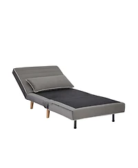 Streamdale Furniture Streamdale Modern Velvet Foldable Sofa Bed Set, Grey