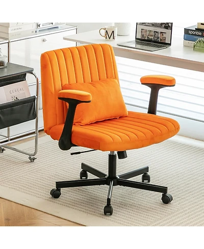 Streamdale Furniture Orange Velvet Criss Cross Office Chair