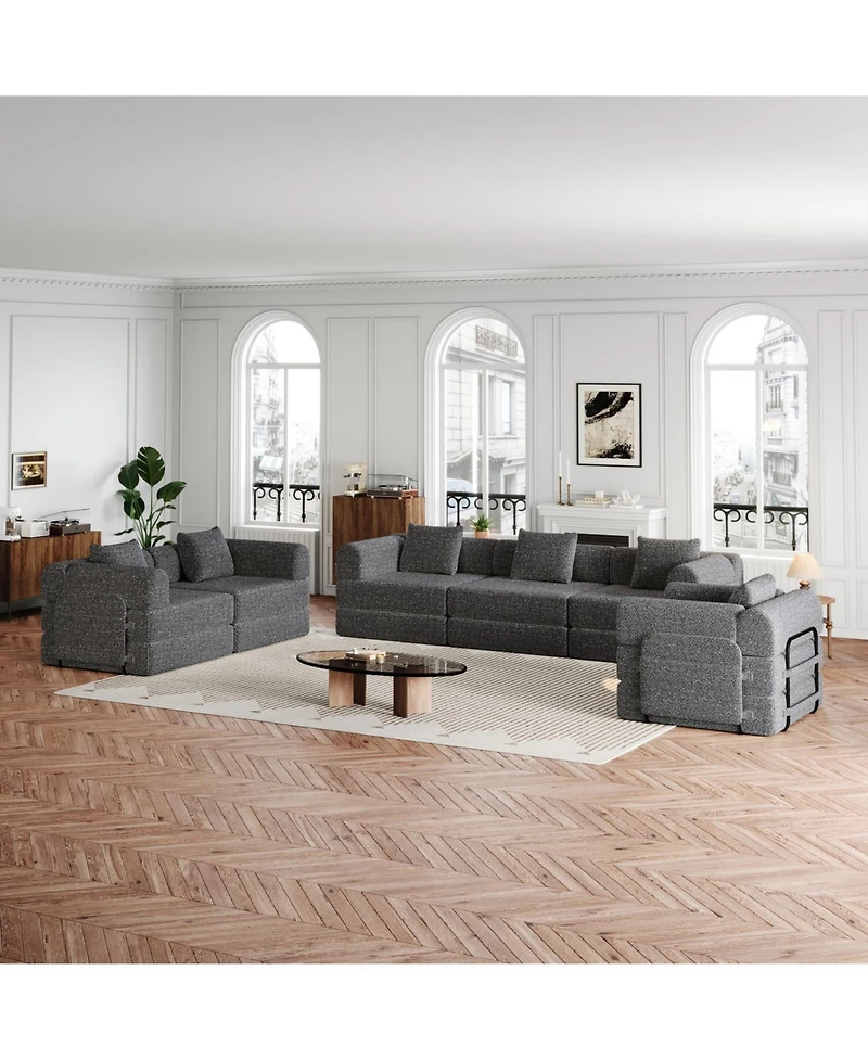 Streamdale Furniture + 6-Seater + Chenille + Convertible with Storage + Sofa Bed