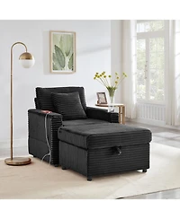 Streamdale Furniture Fluffy Corduroy Lazy Sofa w/ Ottoman
