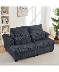 Streamdale Furniture Fluffy Corduroy Loveseat Sofa with Adjustable Back