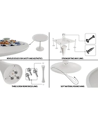 Streamdale Furniture 31.5" White Round Dining Table, Tulip Style