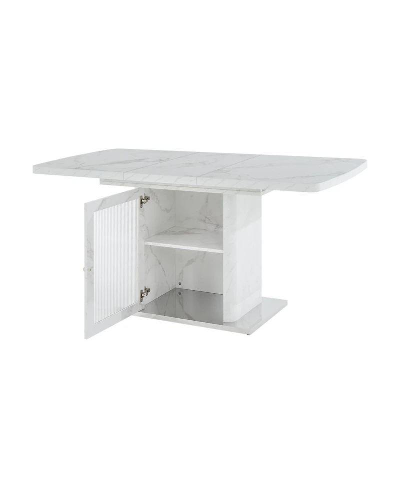 Streamdale Furniture Modern Extendable Marble Dining Table with Storage