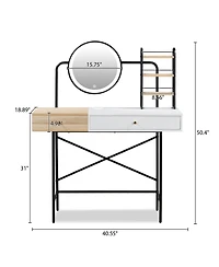 Streamdale Furniture White Vanity Desk with Mirror, Charger, and Storage