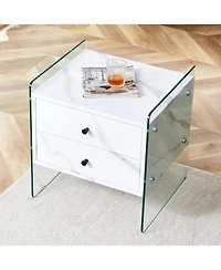 Streamdale Furniture + 1 Pc. + Glass + Storage + Bedside Table