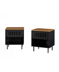 Streamdale Furniture 2 Set Nightstands with Grille Striped Doors