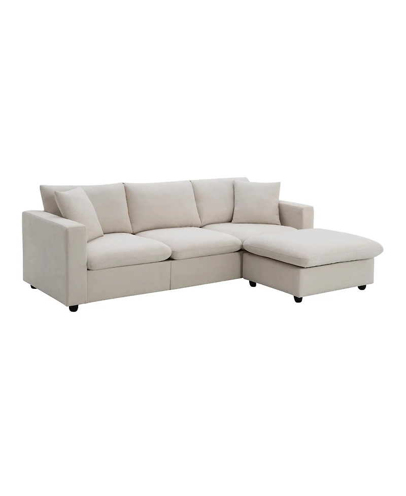 Streamdale Furniture Modern Sectional Sofa, Cloud Couch with Ottoman