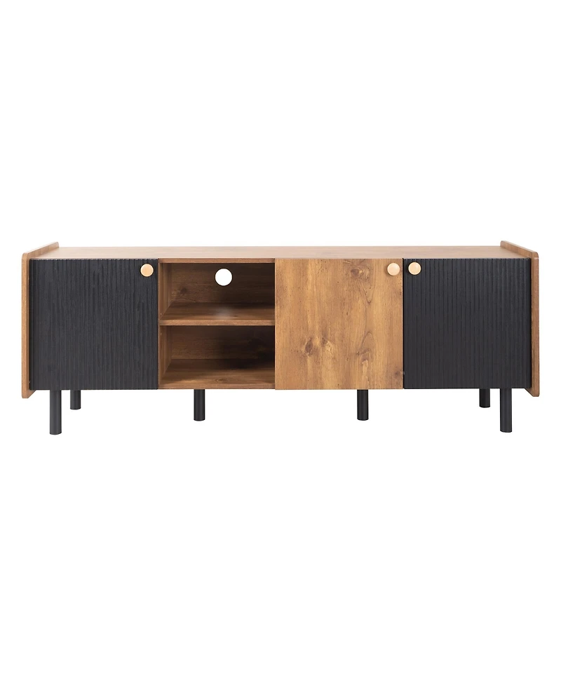 Streamdale Furniture Mid Century Tv Console 3 Cabinets, up to 70" TVs, Storage for Living/Bedroom