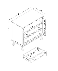 Streamdale Furniture Farmhouse Nightstand with Charging Station and Side Table