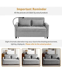 Streamdale Furniture Loveseat Sofa Bed with Reversible Backrest, Side Pockets, Usb Ports and Phone Holder