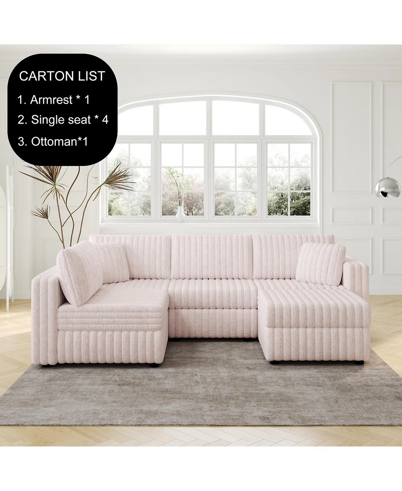 Streamdale Furniture Soft U-Shaped Sofa for 4 with Matching Ottoman.