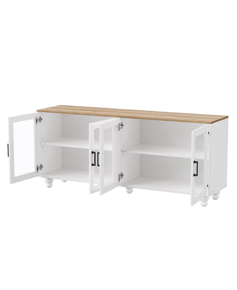 Streamdale Farmhouse Tv Stand with Tempered Glass Doors for TVs up to 70