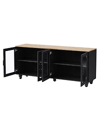 Streamdale Farmhouse Tv Stand with Tempered Glass Doors for TVs up to 70