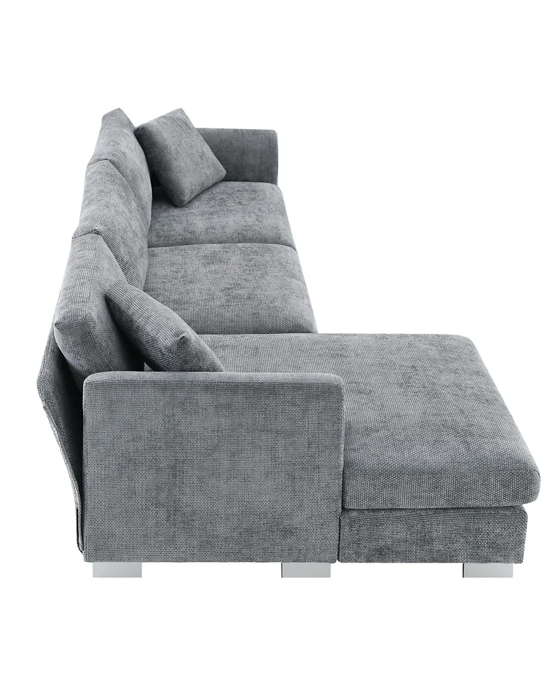 Streamdale Furniture Modern Cloud Sectional Sofa, 4-Seat L-Shaped Couch with Pillows