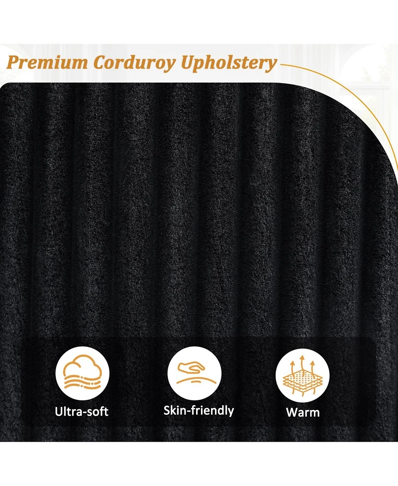 Streamdale Furniture Corduroy Sofa Couch 133" w/ Usb Storage & Cup Holders