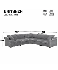 Streamdale 106" L-Shaped Corduroy Sectional Sofa with Storage and Conveniences