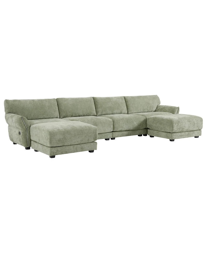Streamdale Furniture 142" Modular U-Shape Sofa with Usb Charger & Ottoman